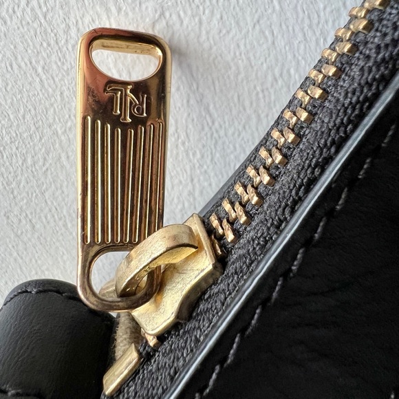 Vintage Ralph Lauren square purse in black with gold hardware and leather trim - Picture 5 of 6